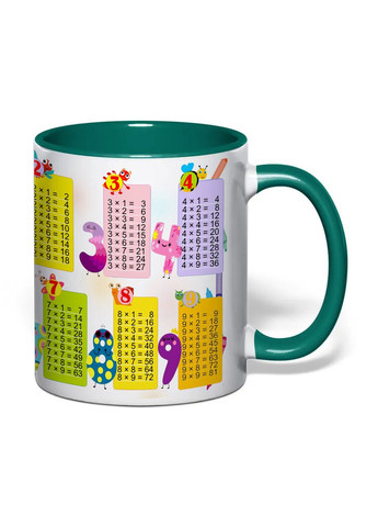 Чашка с печатью "Табличка умножения" №4 330 мл (цвет тёмно-зеленый) (29912) No Brand (358210633)