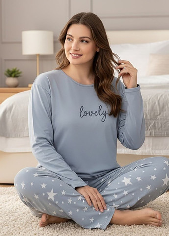 Голубая всесезон пижама лонгслив + брюки BOYRAZ