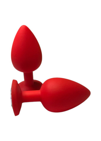 Анальна пробка силіконова червона з прозорим каменем Red Anal Plug Розмір L China (319774241)
