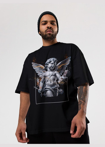 Черная мужская футболка оверсайз urban черная высокая плотность с длинным рукавом Mishe