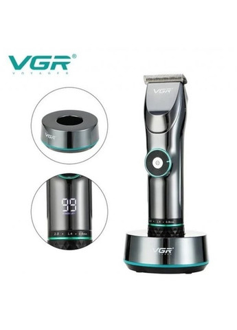 Профессиональная беспроводная машинка для стрижки волос и бороды Salon Series серый VGR V-256 (327796219)