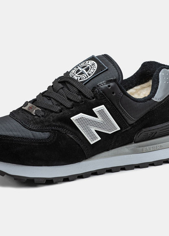 Чорні Зимовий кросівки зимові чоловічі New Balance 579 x Stone Island black fur | Нью Беланс 574 з хутром