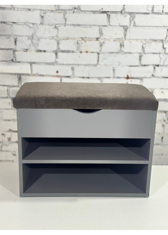 Банкетка для обуви в прихожую. Верхняя часть открывается. ДСП Графит. Ткань шоколада. Шириной 70см. No Brand (369559549)