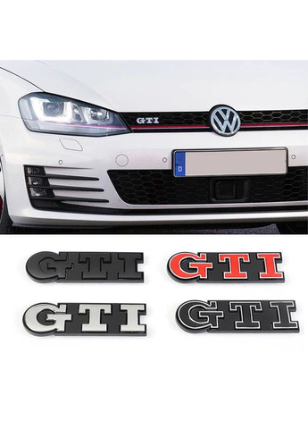 Емблема напис GTI у решітку 91х21мм ЧОРНА метал (на кріпленнях) Volkswagen (369610428)