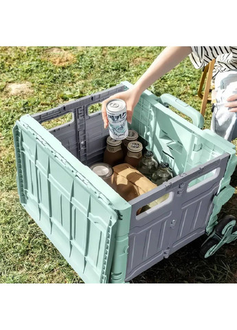 Тележка-контейнер складная универсальная пластиковая корзина на колесах с выдвижной ручкой для продуктов Home (360867128)