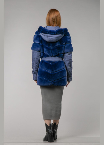 Темно-синяя зимняя куртка-трансформер из меха шиншиллового кролика куртка-трансформер Chicly Furs