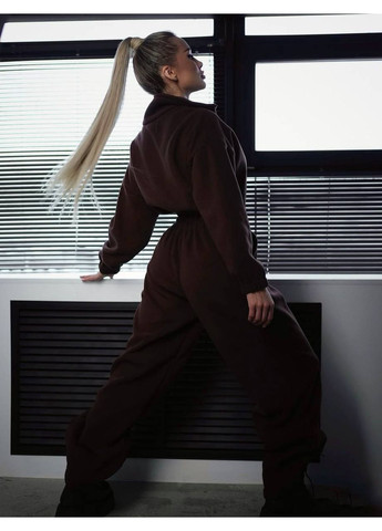 Комбінезон жіночий KaraMix комбінезон-брюки однотонний коричневий повсякденний фліс