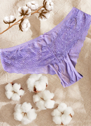 Жіночі бавовняні трусики в рубчик з мереживом FS (329203229)