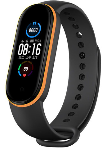 Ремешок Double Color Replacement Silicone Band For Xiaomi Mi Band 5/6/7 Black/Yellow Line UWatch (301472831)