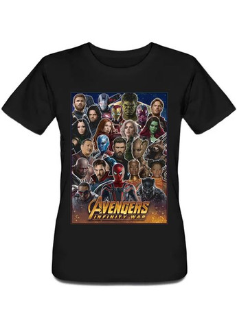 Черная летняя женская футболка avengers: infinity war Fat Cat