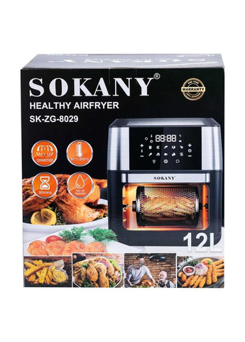 Аерофритниця безмасляна SK-ZG-802 12л електричний аерогриль з сенсорним керуванням, таймер 1800Вт Sokany (315816906)