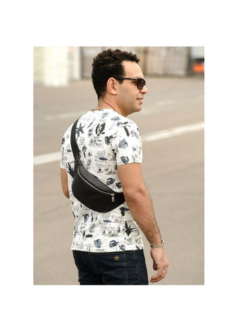 Мужская сумка на пояс бананка кожаная Tirso PSS черная Sambag (322870609)