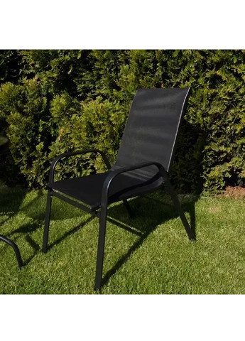 Набор стульев с железным каркасом подлокотниками для сада дачи балкона террасы 2 штуки 56,5x71x88 см (479562-Prob) Черный Unbranded (322265626)