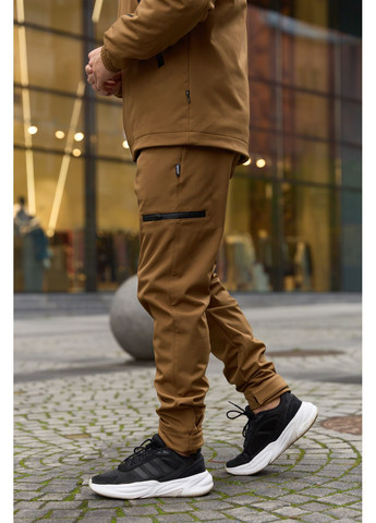 Теплый мужской костюм Soft Shell койот на флисе с шевроном Intruder Reef (366868551)