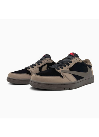 Коричневі Осінні кросівки чоловічі nike air jordan 1 low x travis scott brown black | найк еір джордан 1 коричневі No Brand