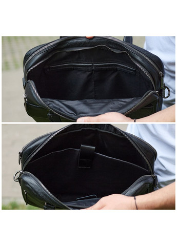 Сумка чоловіча офісна через плече 39х29х10, практичний шкіряний портфель для бізнесу, сумочка для навання, чорний No Brand (359380831)