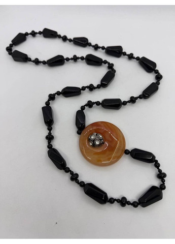 Ожерелье из черного агата и сердолика 104 см Черный No Brand (363829918)