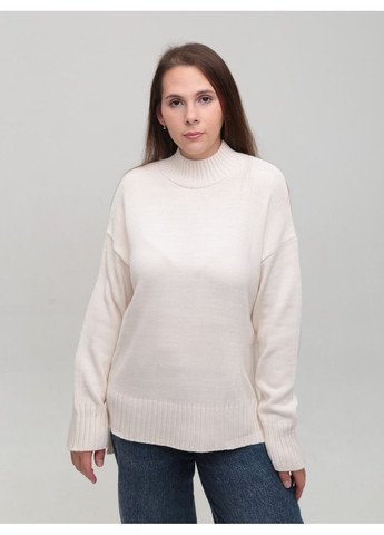Молочный зимний свитер женский белый свободный с горлом джемпер Karon Вільна