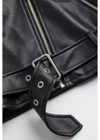 Черная демисезонная женская куртка-косуха из эко-кожи н&м (56605) xs черная H&M