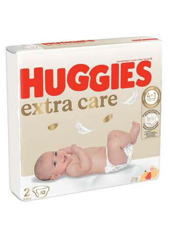 Підгузки на липучках Extra Care 2 (3-6 кг), 82 шт. Huggies 9400123 (327223521)