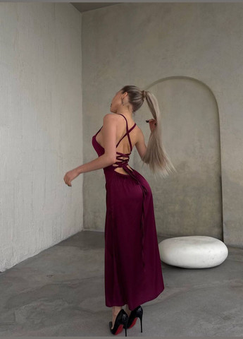 Бордова вечірня сукня-комбінація шовкова Adelante однотонна