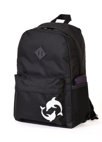 Жіночий міський молодіжний наплічник чорного кольору середнього розміру з вишивкою малюнком 010132 No Brand (316635707)