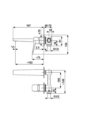 Змішувач для умивальника настін. прихов. монтажу PVD GUN METAL 4529-810-61 MALAGA Kfa Armatura (368150080)