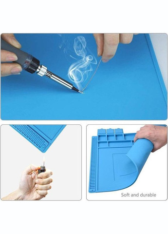 Килимок для пайки термостійкий 45х30см PWR накладка антистатична для паяння та ремонту техніки (R051358) No Brand (330779051)