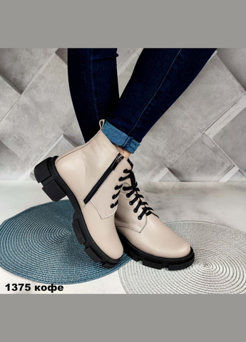 Комбіновані шкіряні зимові черевики на шнурку No Brand