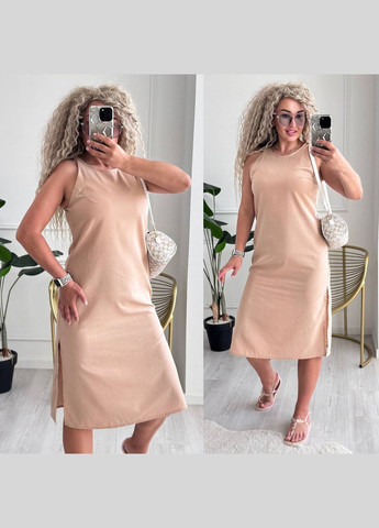 Темно-бежевое повседневный, кэжуал женское платье Style Point однотонное