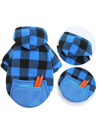 Худі для котів з кишенею Pet Style "Сосиска" Чорносиня клітинка M No Brand - (323237029)