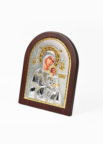 Страстна "Неустанної Допомоги" Срібна Ікона Божої Матері 8,1х9,7см арочної форми на дереві Silver Axion (265446231)