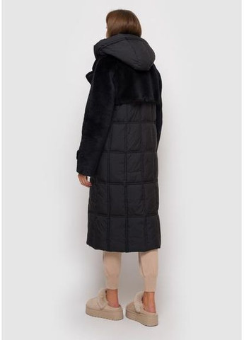 Черная зимняя дубленка из эко меха 88-89635ydk чёрный sam s Samange