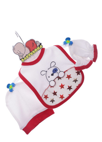 Білий демісезонний комплект сорочка, повзунки, шапочка трикотажний собачка білий 62 см (36977) BABYKROHA