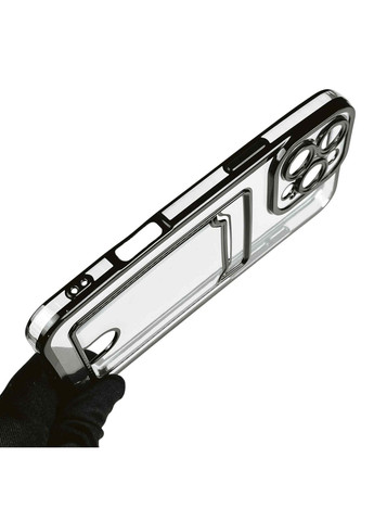 Чохол для iPhone 16 Pro Max із чорною окантовкою з кишенькою для карток на айфон 16 про макс чорний Apple (366020582)