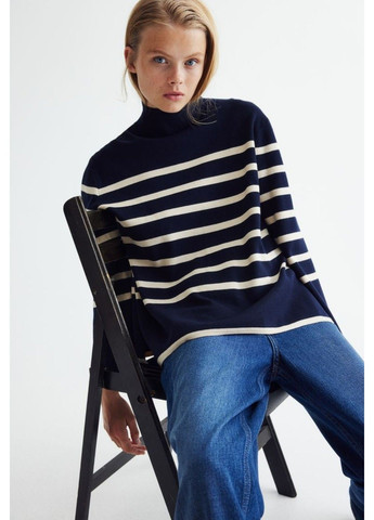 Темно-синій демісезонний жіночий светр з високим коміром н&м (57663) s темно-синій H&M