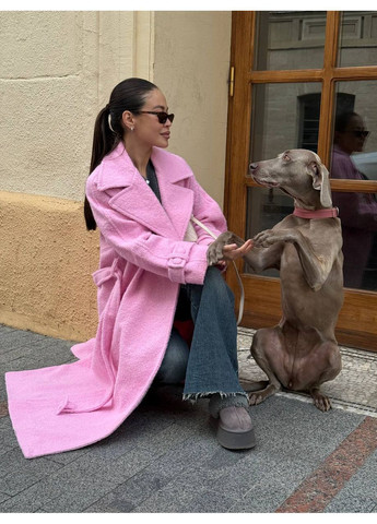 Розовое демисезонное Пальто макси реглан с поясом на подкладке,премиальный кашемир альпака. Україна