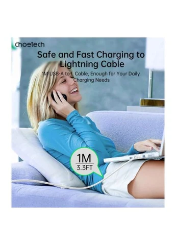 Дата кабель (XAL-0003-WH-V2) CHOETECH USB 2.0 AM to Lightning 1.0m 2.4A white (401637239)