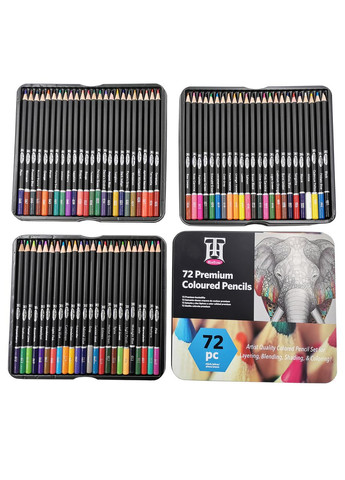 Набор цветных карандашей в металлической коробке 72 цвета Yover (322650460)