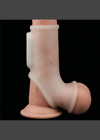 Насадка на член Vibrating Silk Knights Ring With Scrotum Sleeve White - CherryLove Lovetoy (329152766)