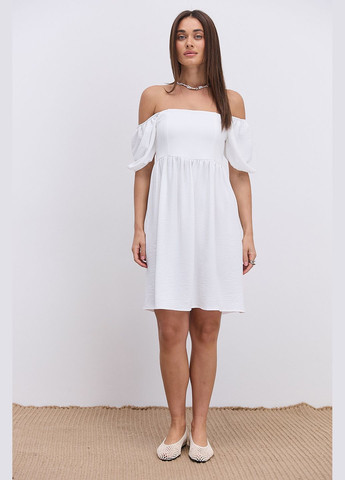 Молочна коротка літня сукня кольору хакі з відкритими плечима Arjen