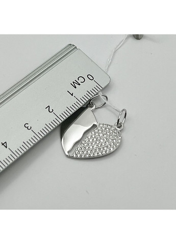 Кулон срібний парний з кубічним цирконієм "Серце" 2,45 г No Brand (369737206)