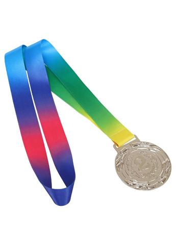 Медаль спортивная с лентой цветная d-6,5см LAUREL C-6209 (металл, d-6,5см, 35g, 2-серебро) SP-Sport (361434530)