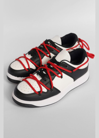 Черные демисезонные кроссовки подросток для девочки черно-белого цвета на шнуровке Let's Shop
