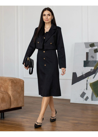 Черное твидовий костюм черний 111776 черный No Brand