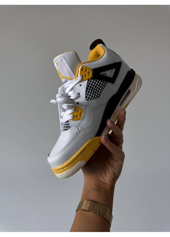 Білі Осінні кросівки чоловічі nike air jordan 4 white yellow найк аір джордан No Brand