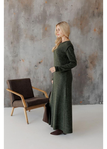 Темно-зеленое кэжуал платье макси вязаное николь Art Knit однотонное