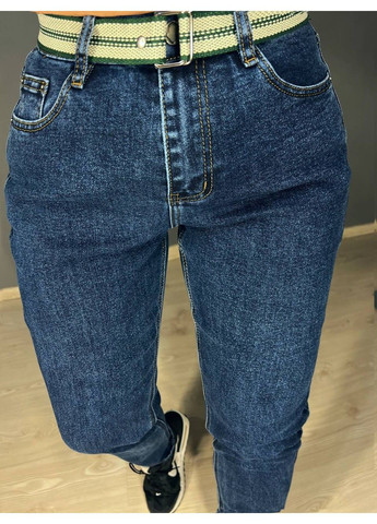 Джинси жіночі 8260 MOM з резинкою на талії і ременем сині Vanver - (339506877)