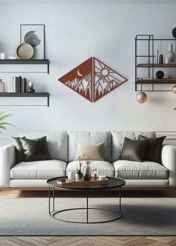 Сучасна картина на стіну в спальню, декор для кімнати "День і ніч", оригінальний подарунок 40х65 см Woodyard (292112755)