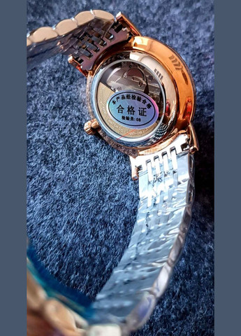 Чоловічий аналоговий автоматичний механічний наручний годинник GJ16028 (металевий, чорний, золотий) Guanqin (296790606)